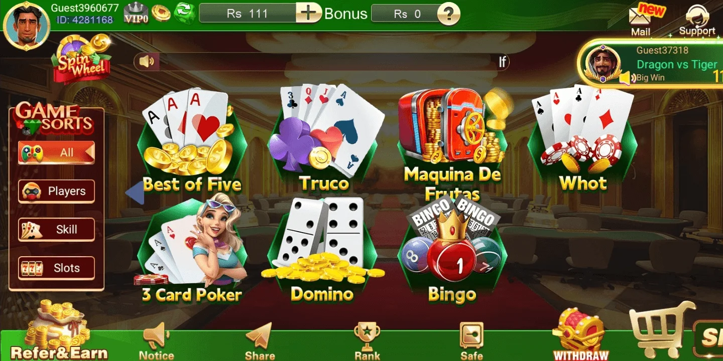 3 Patti Crown Gaming App Interface in Pakistan