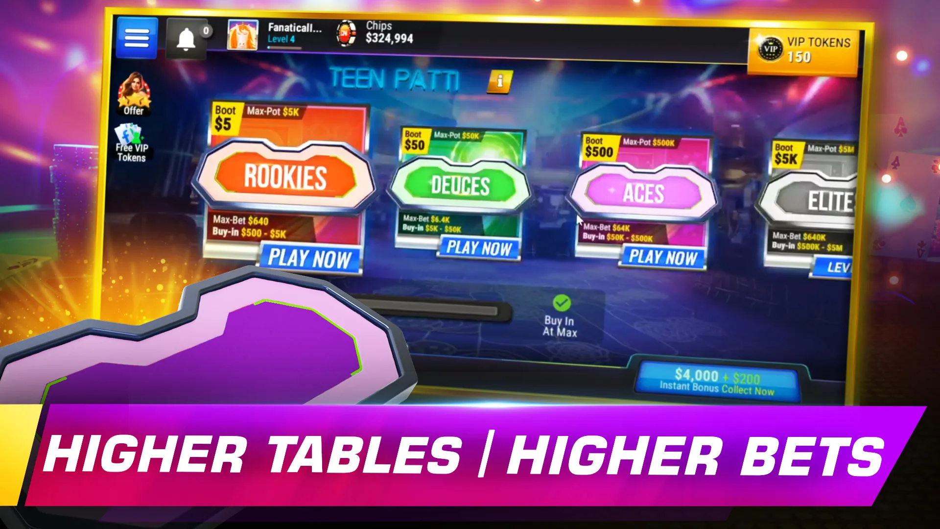 3 Patti Blue App Home Screen Screenshot